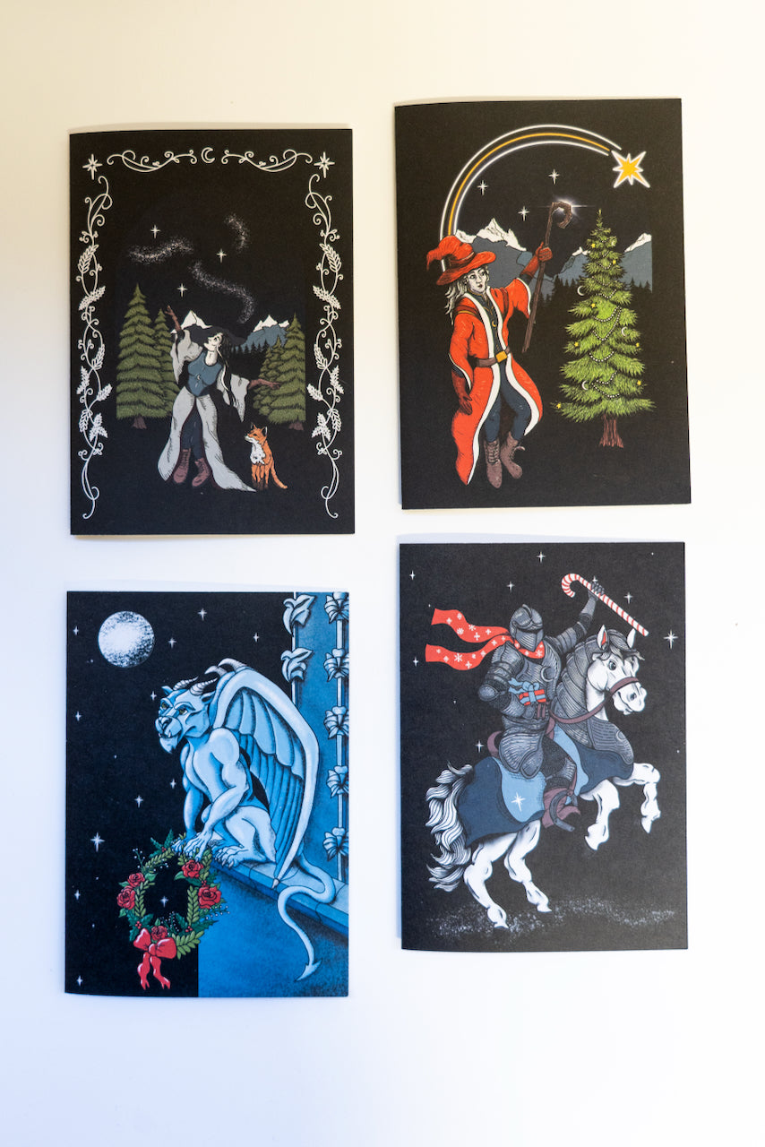 Set of 12 Festive Fantasy Christmas Cards