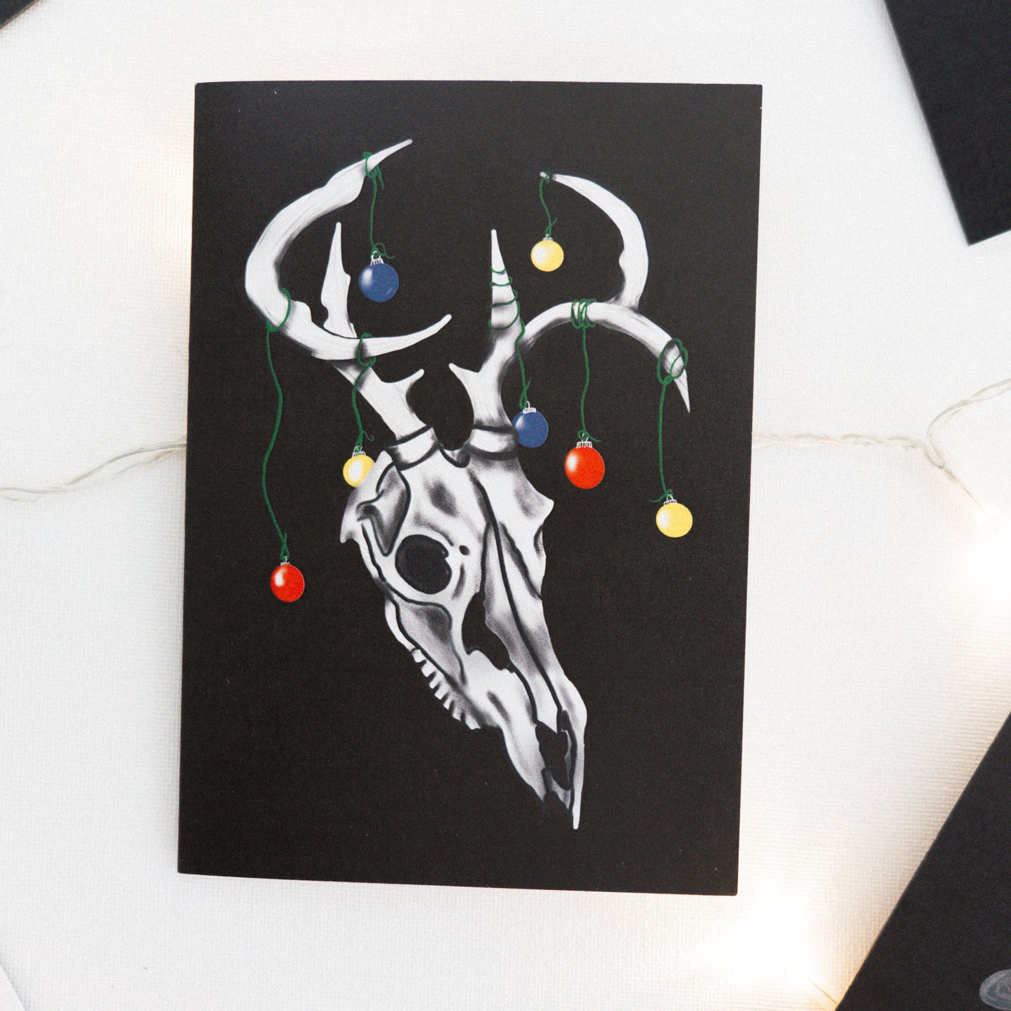 Bauble Deer Skull Gothic Christmas Card