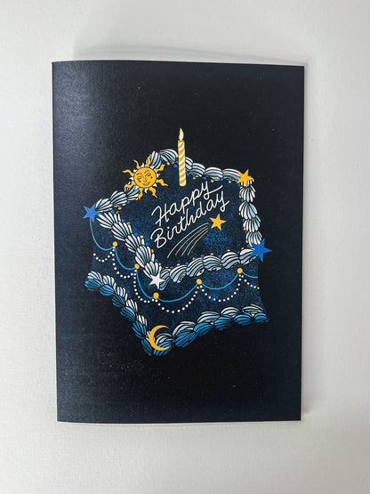 Star Happy Birthday Cake Card