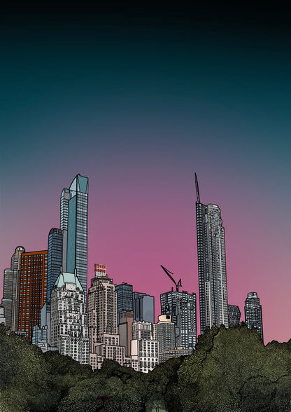 Central Park New York Sunset Art Print