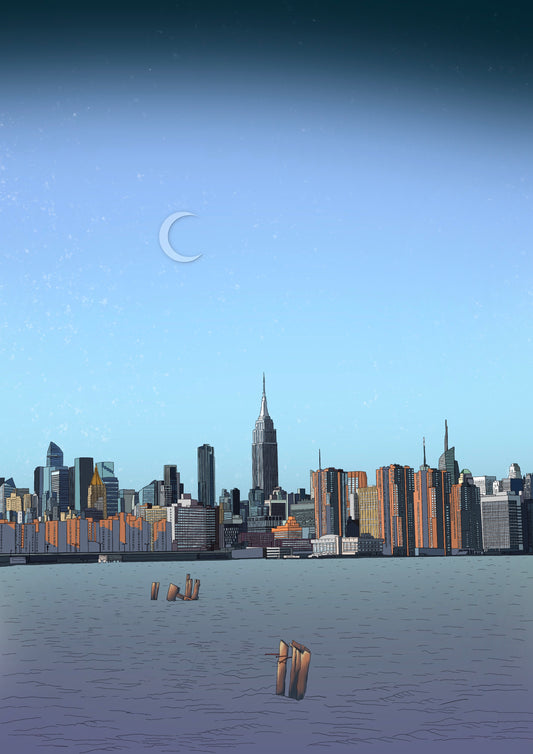 Empire State New York River View at Sunset Art Print