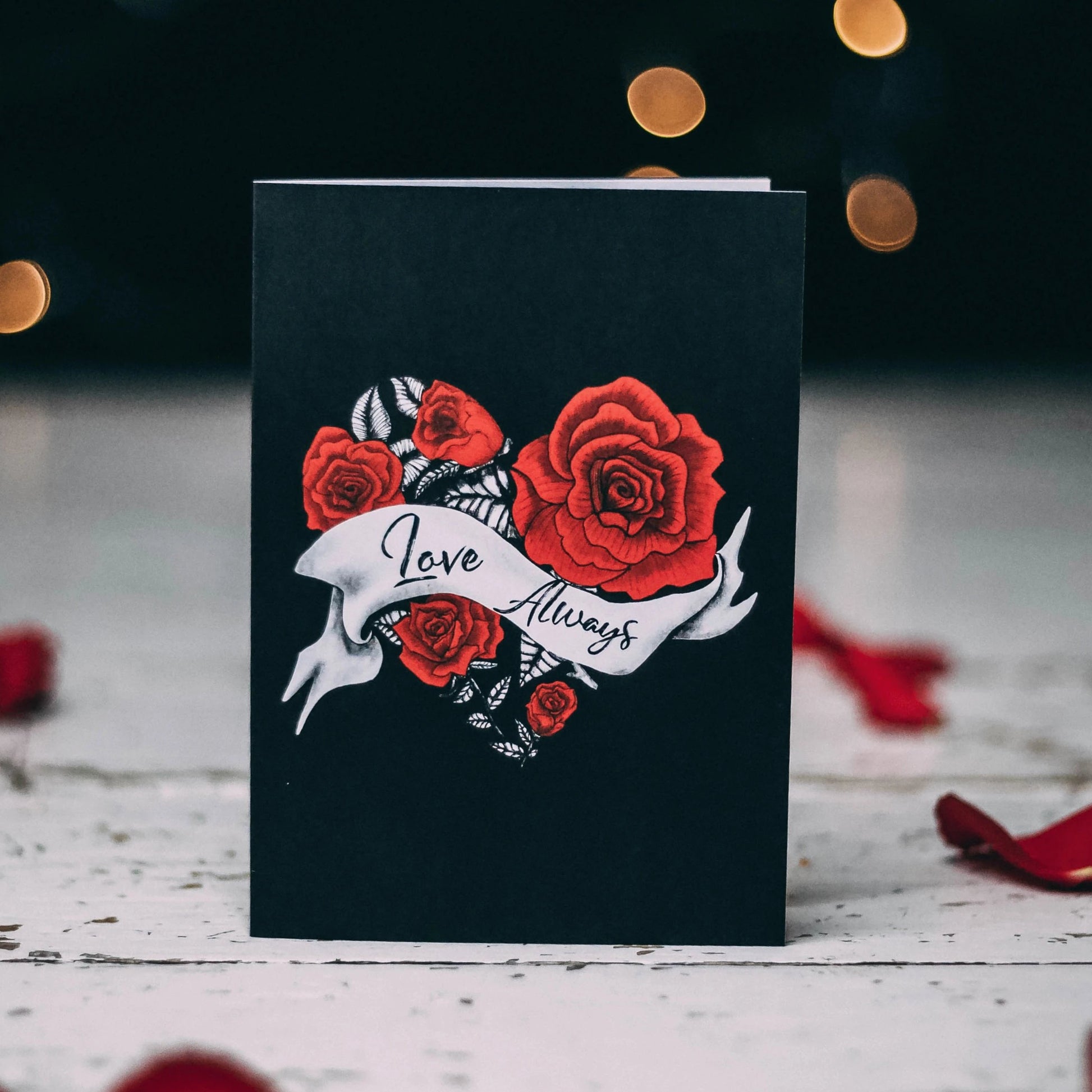 Love Always Heart and Roses Tattoo, Romantic Card