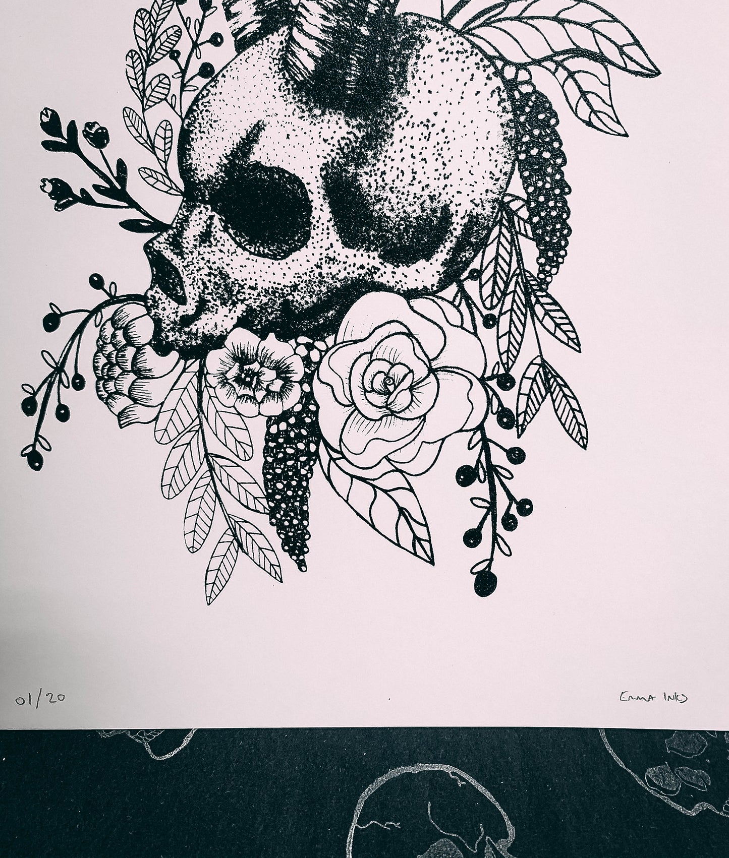 Skull With Horns - A4 Screen Print