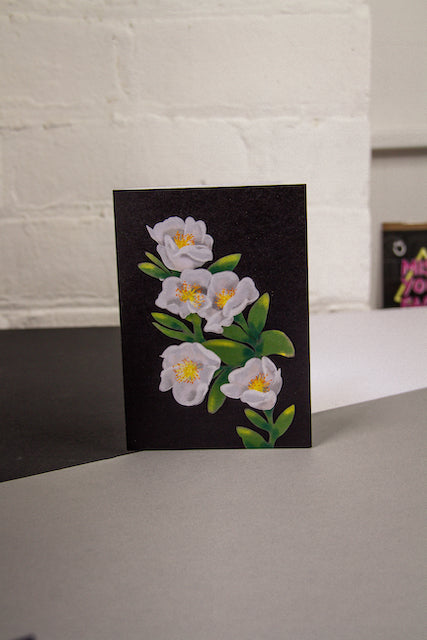 White Rose on Black Background Wayward Greetings Card