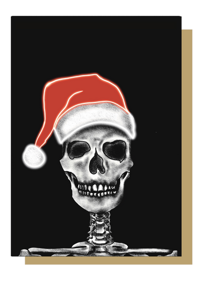 Santa Skull Neon Gothic Christmas Card
