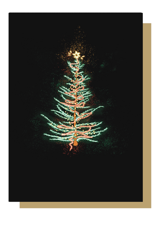 Neon Traditional Christmas Tree  Christmas Card