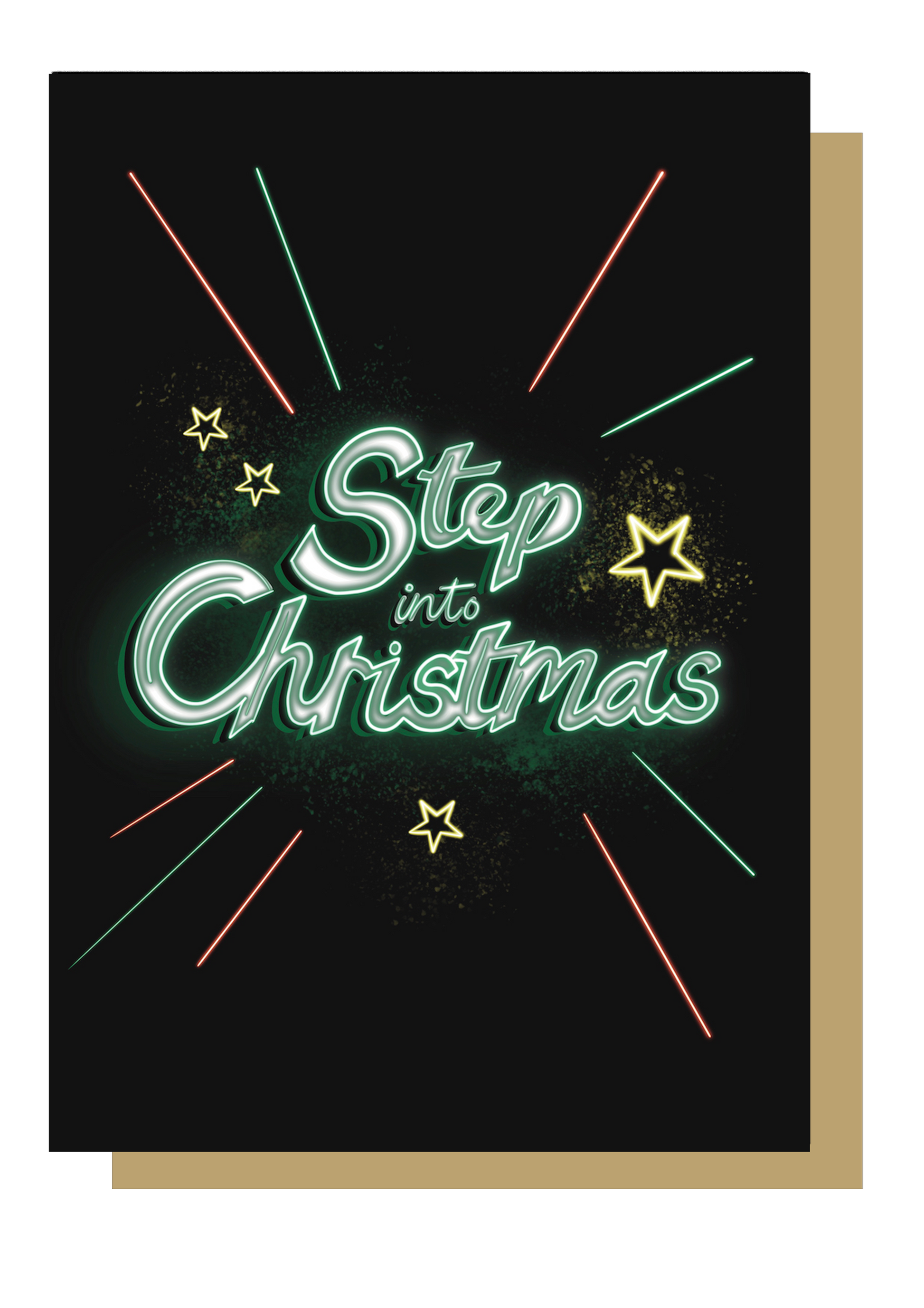 Neon Step Into Christmas Card