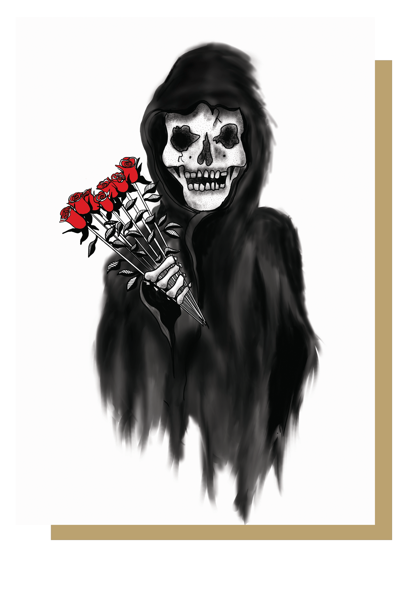 Reaper with Roses Gothic Valentines Card