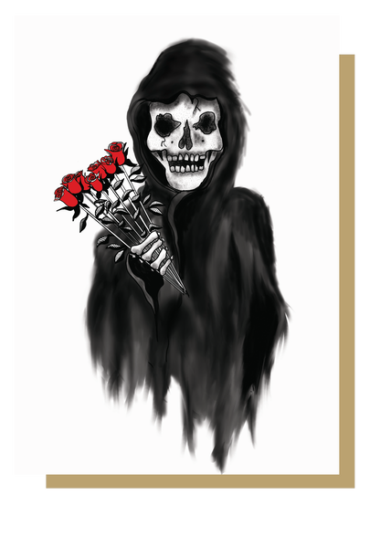 Reaper with Roses Gothic Valentines Card