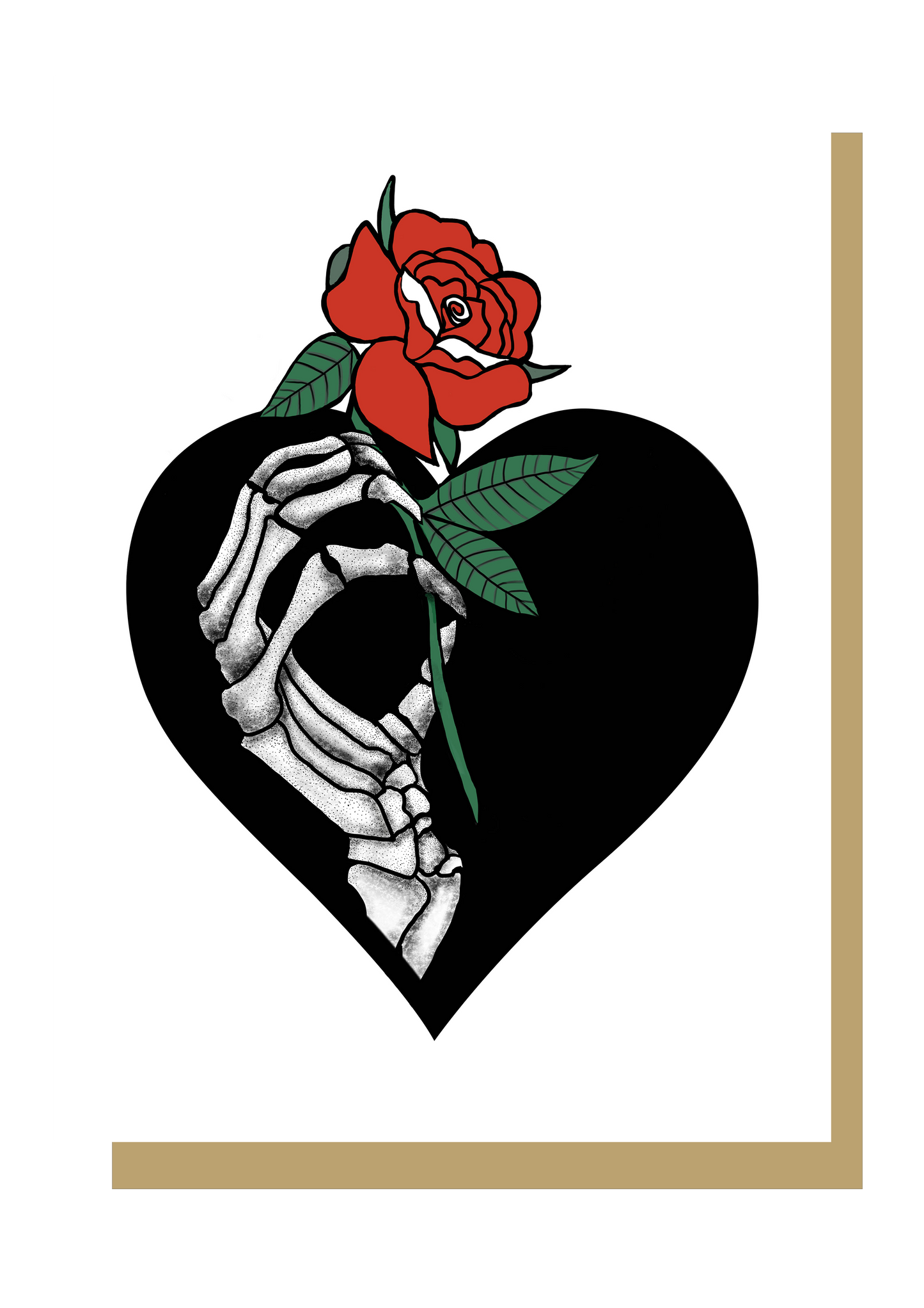 Skeleton With Rose Gothic Greetings Card