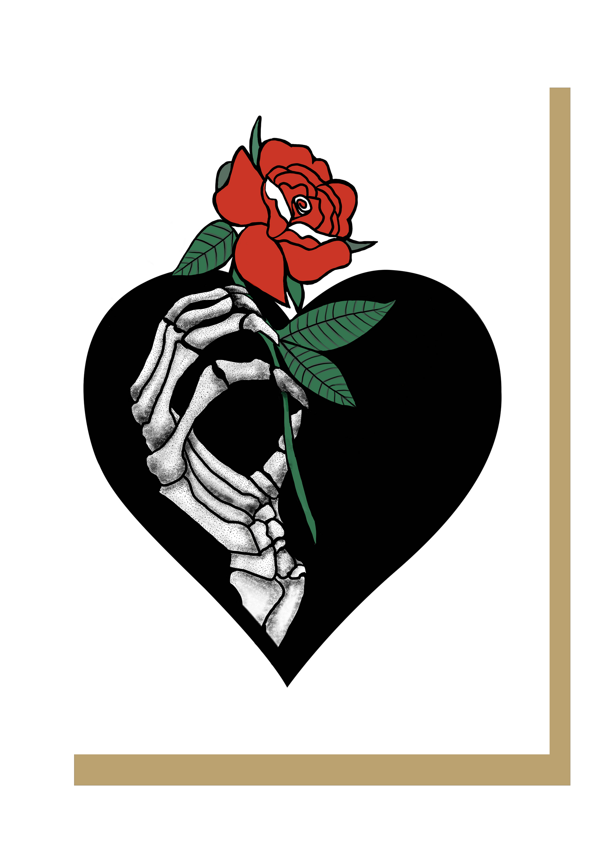 Skeleton With Rose Gothic Greetings Card