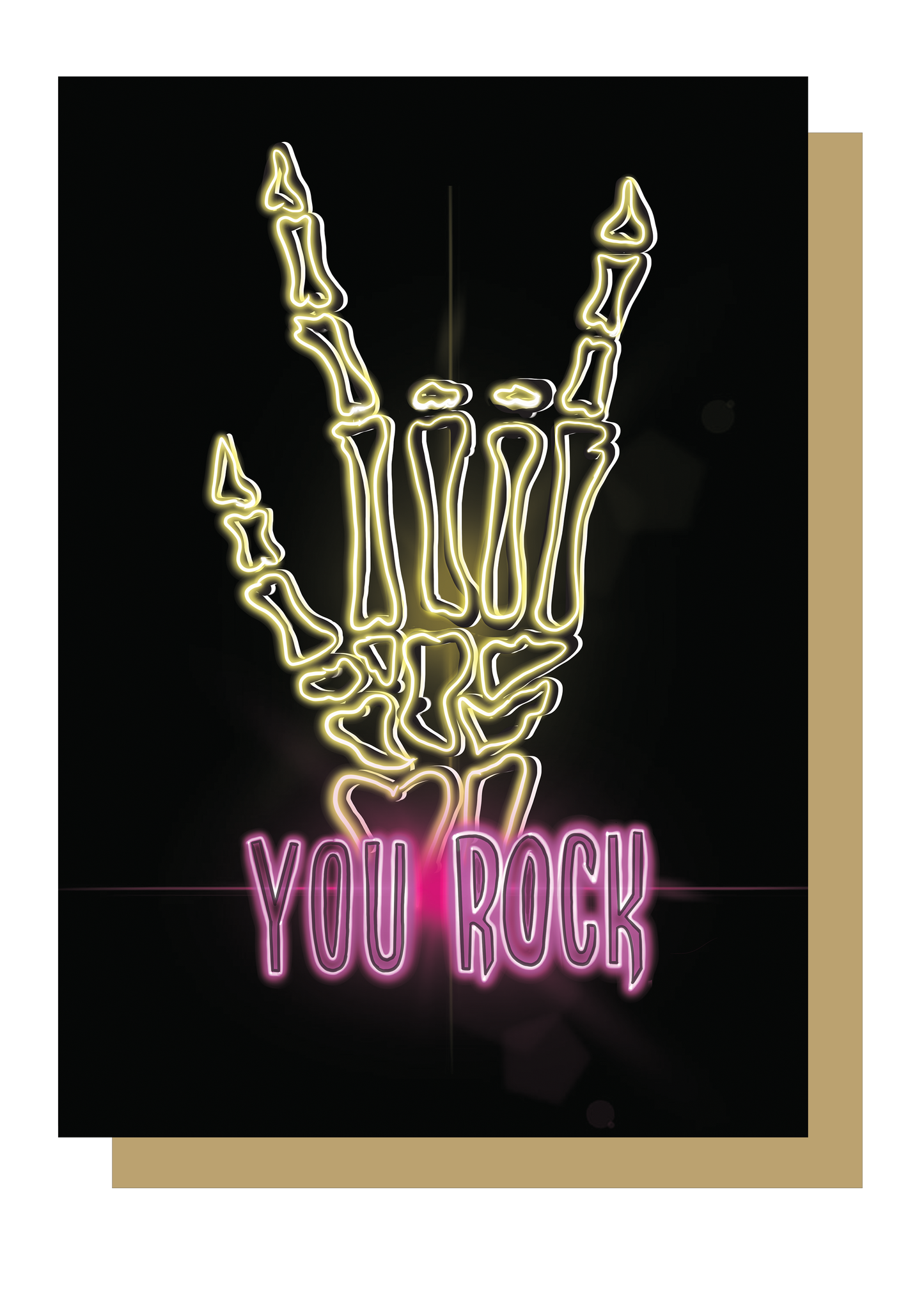 Neon You Rock Gothic Greetings Card by wayward