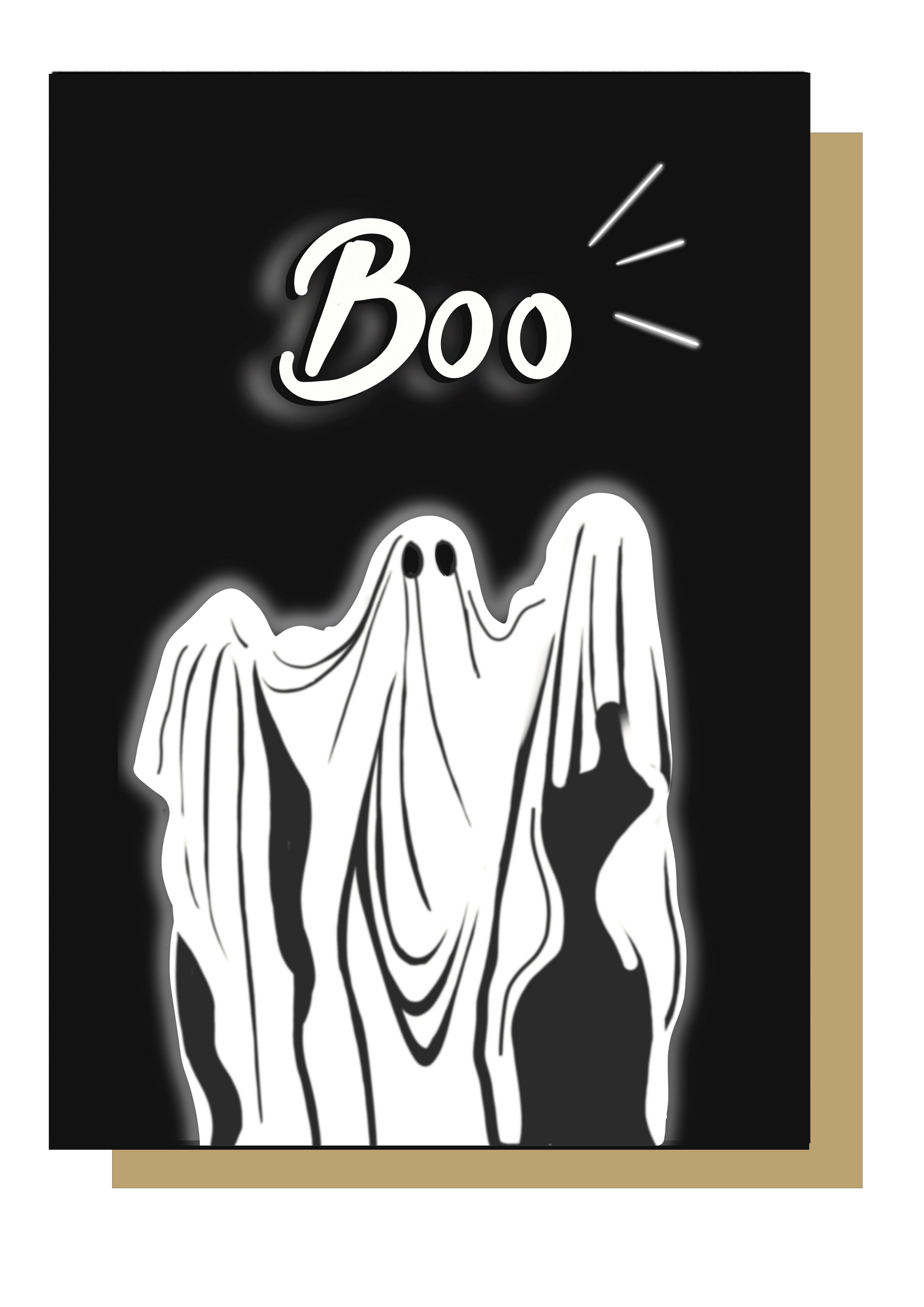 Boo Ghost Illustrated Greetings Card by Wayward 