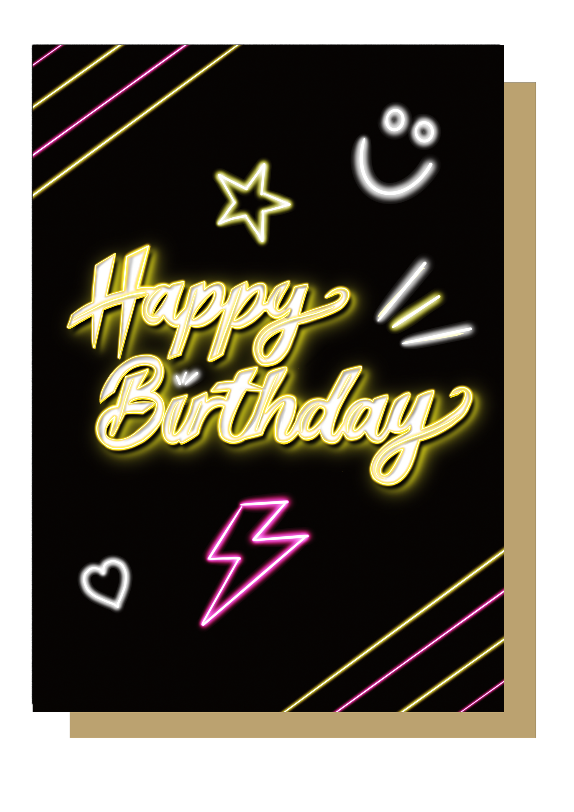 Happy Birthday Neon Birthday Card by Wayward
