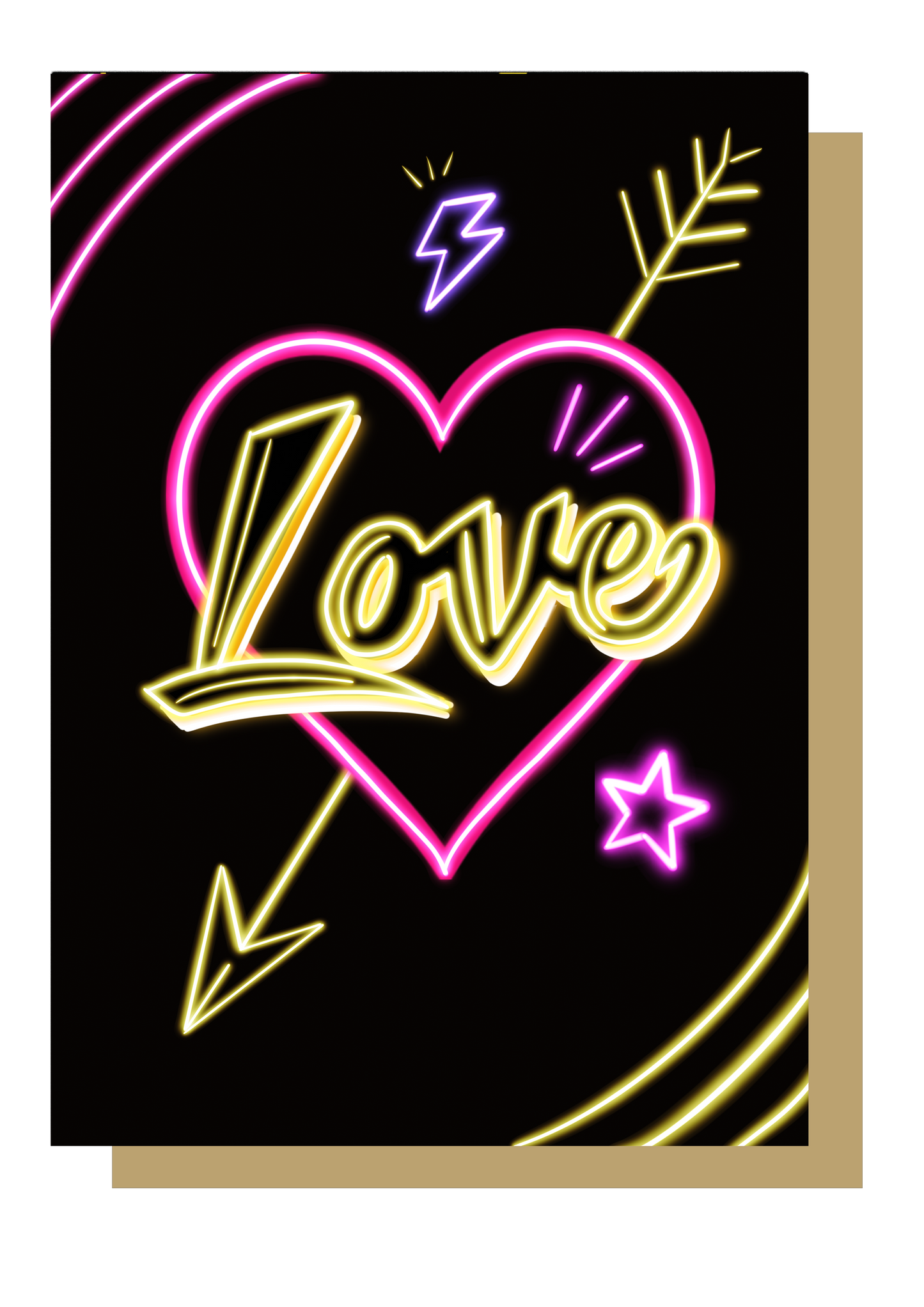 Love Neon Romantic Greetings Card