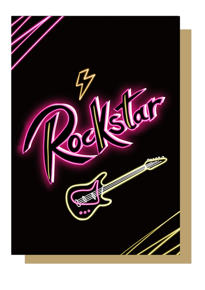 Rockstar Neon Greetings Card